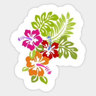 Tropical Hibiscus Flowers Bouquet Sticker